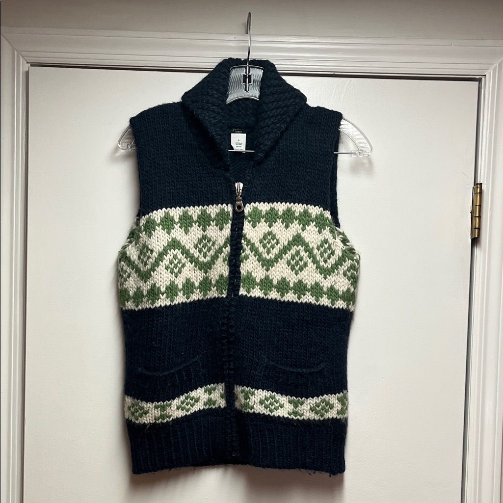 J Crew Hand-Knitted Alpaca And Wool Women’s Zip Up Vest - Size Small - Worn Once